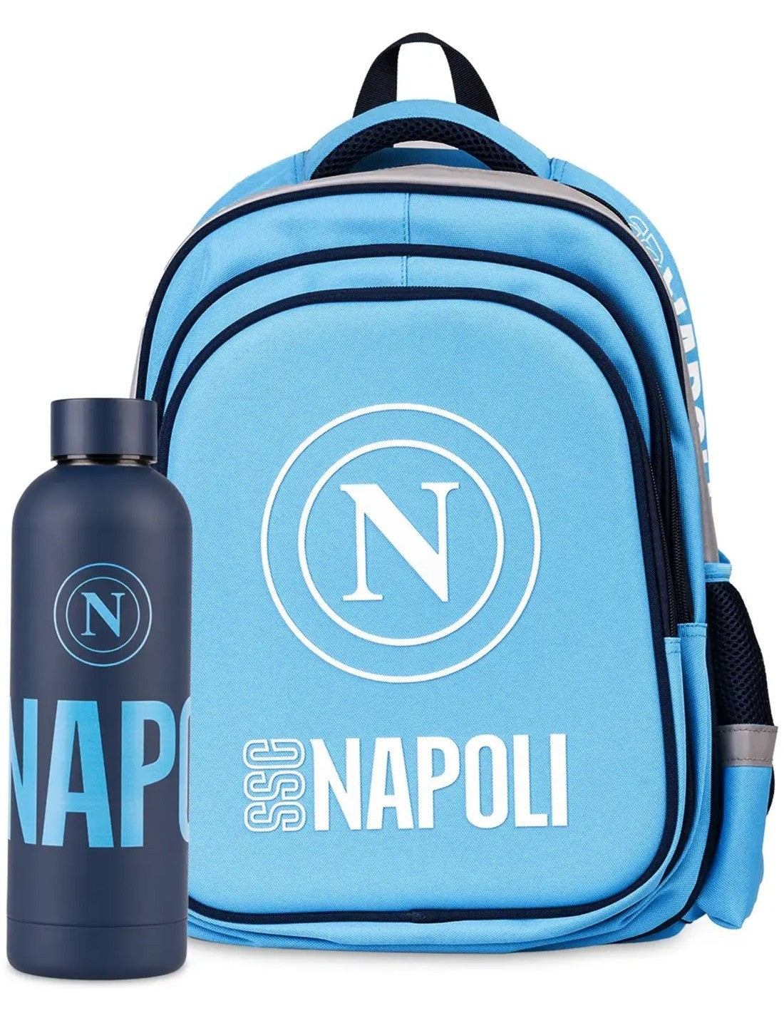 Zaino Scuola Estensibile Colourbook SSC Napoli Con Borraccia Azzurro