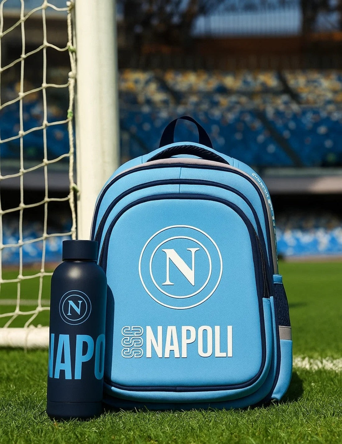 Zaino Scuola Estensibile Colourbook SSC Napoli Con Borraccia Azzurro