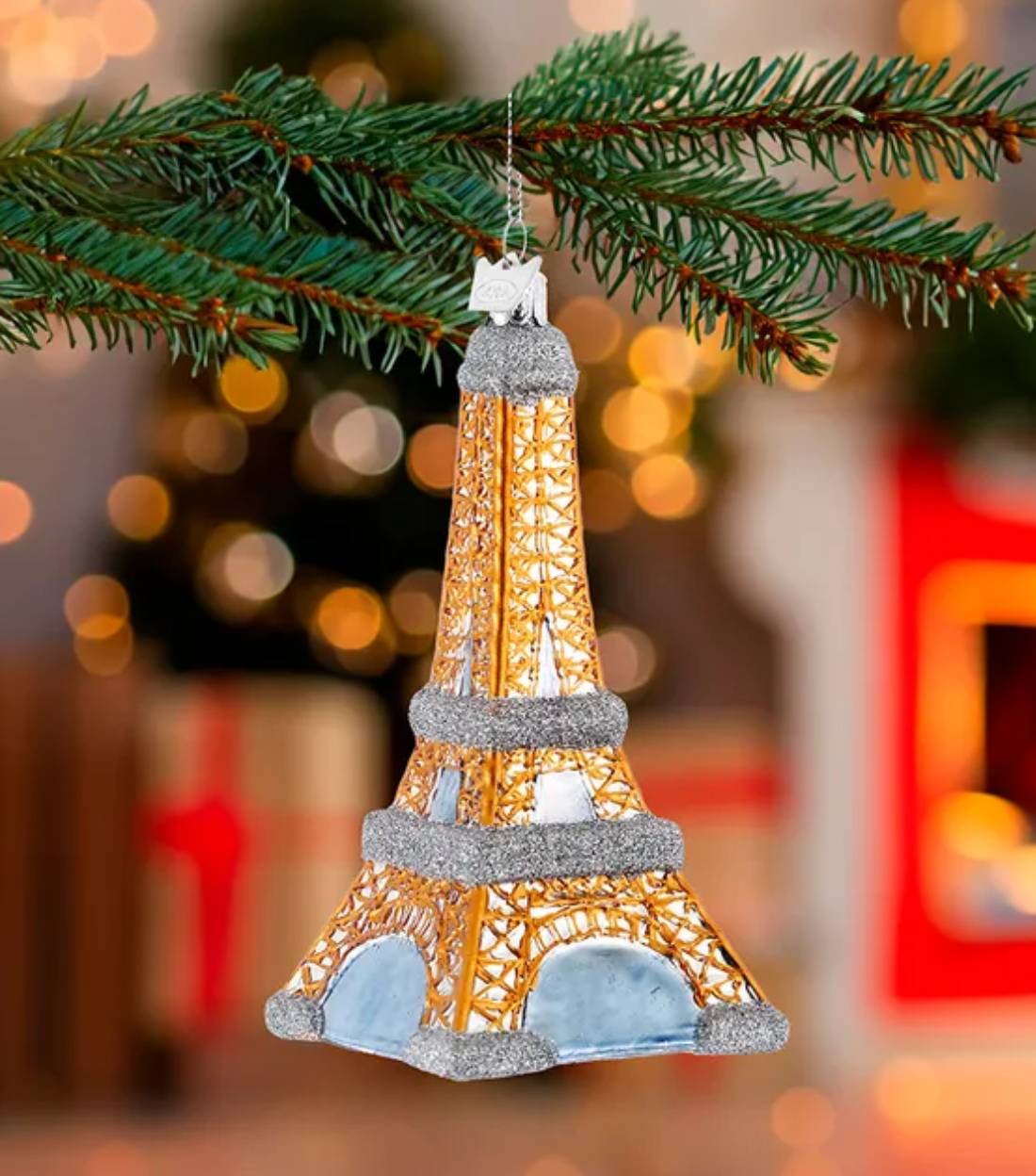 Addobbo Albero Di Natale In Vetro Torre Eiffel 13cm