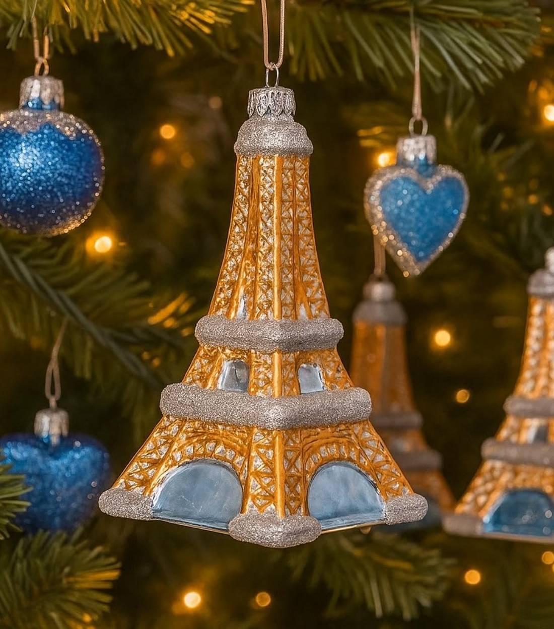 Addobbo Albero Di Natale In Vetro Torre Eiffel 13cm