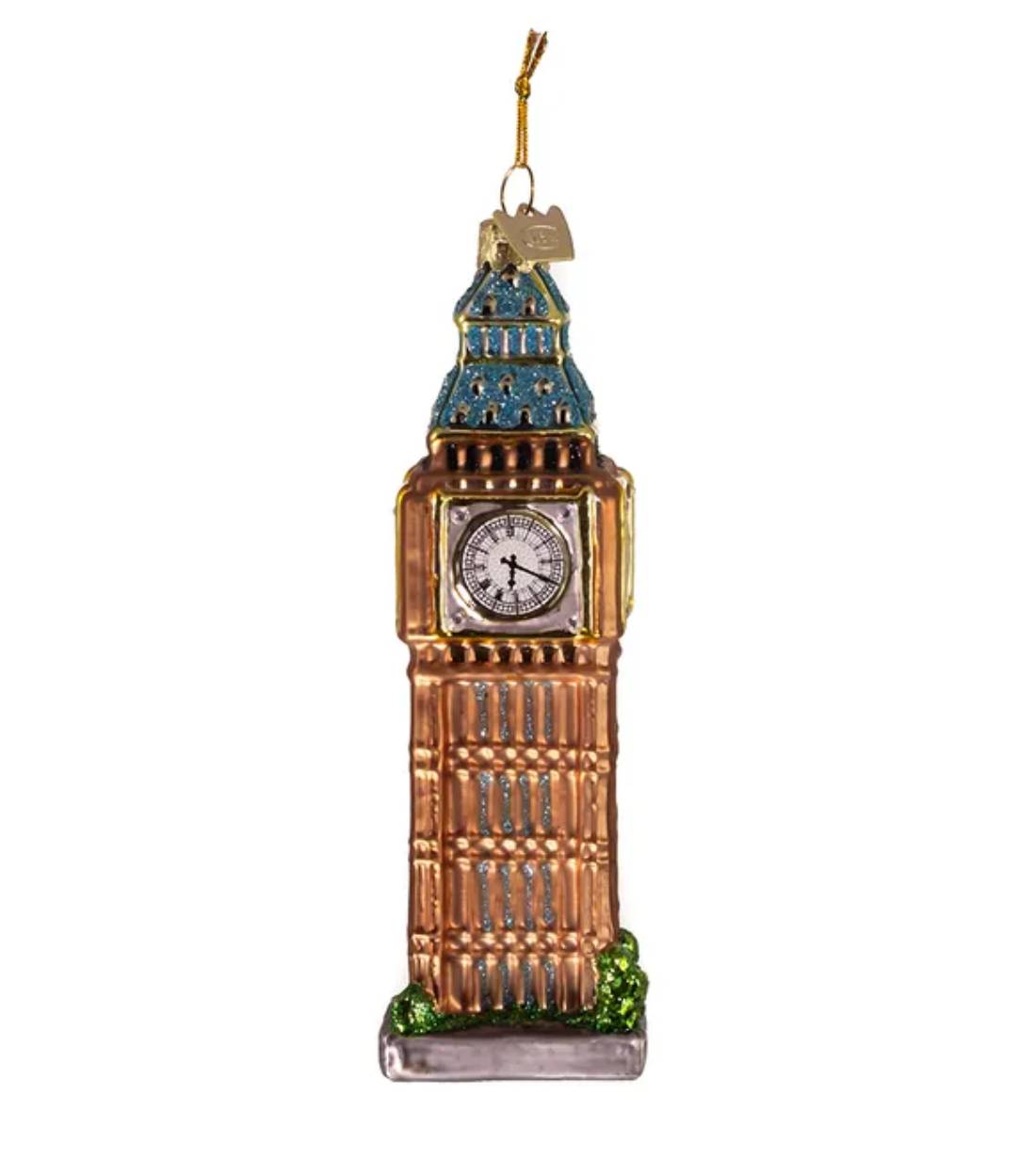 Addobbo Albero Di Natale In Vetro Torre Orologio Big Ben Londra 14cm