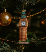 Addobbo Albero Di Natale In Vetro Torre Orologio Big Ben Londra 14cm
