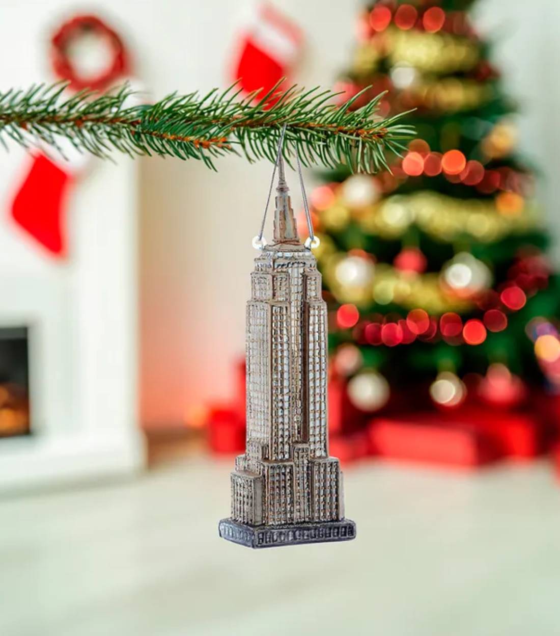 Addobbo Albero Natale In Vetro Empire State Building 16cm