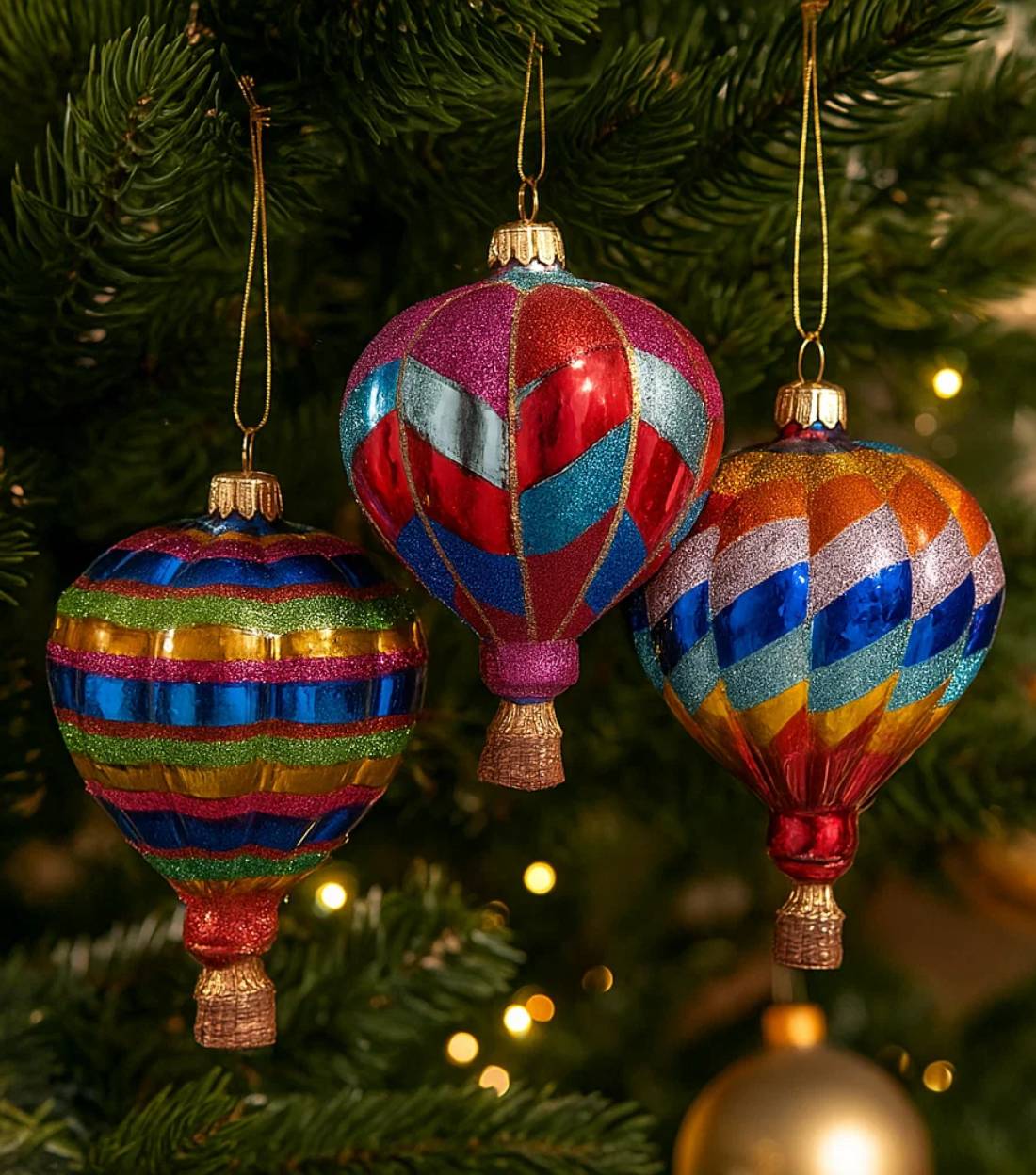 Addobbo Albero Natale In Vetro Mongolfiera 9cm