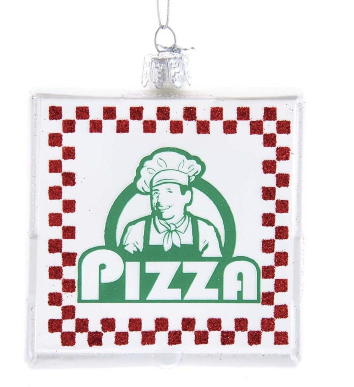 Addobbo Albero Di Natale Cartone Della Pizza In Vetro 11cm