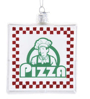 Addobbo Albero Di Natale Cartone Della Pizza In Vetro 11cm