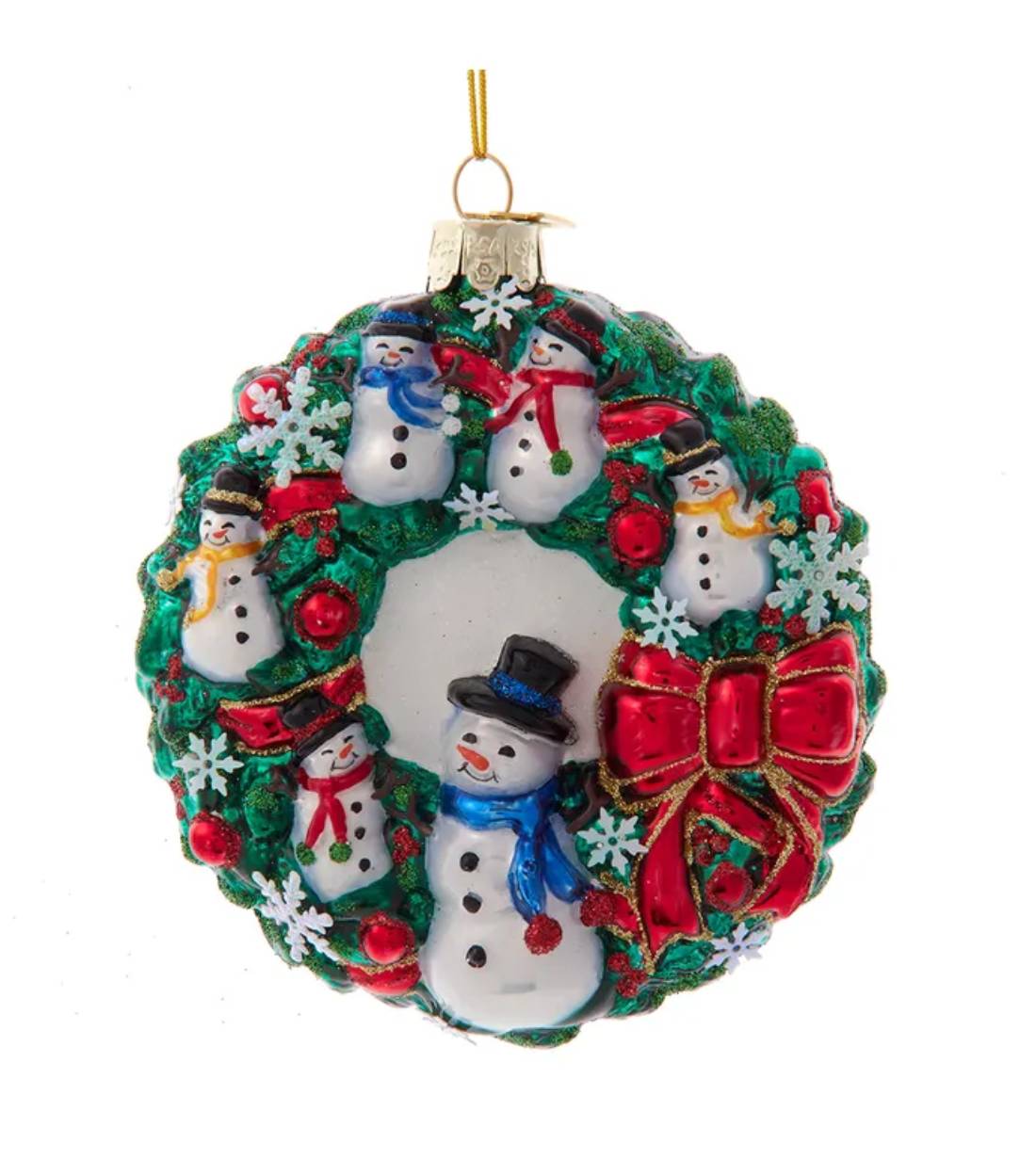 Addobbo Albero Di Natale In Vetro Ghirlanda Pupazzo Di Neve 8cm