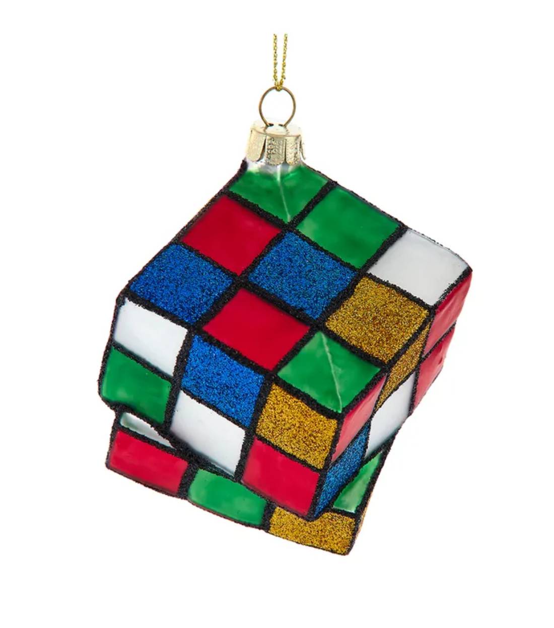 Addobbo Albero Di Natale In Vetro Cubo Di Rubik 7cm