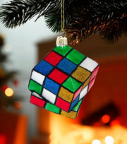 Addobbo Albero Di Natale In Vetro Cubo Di Rubik 7cm