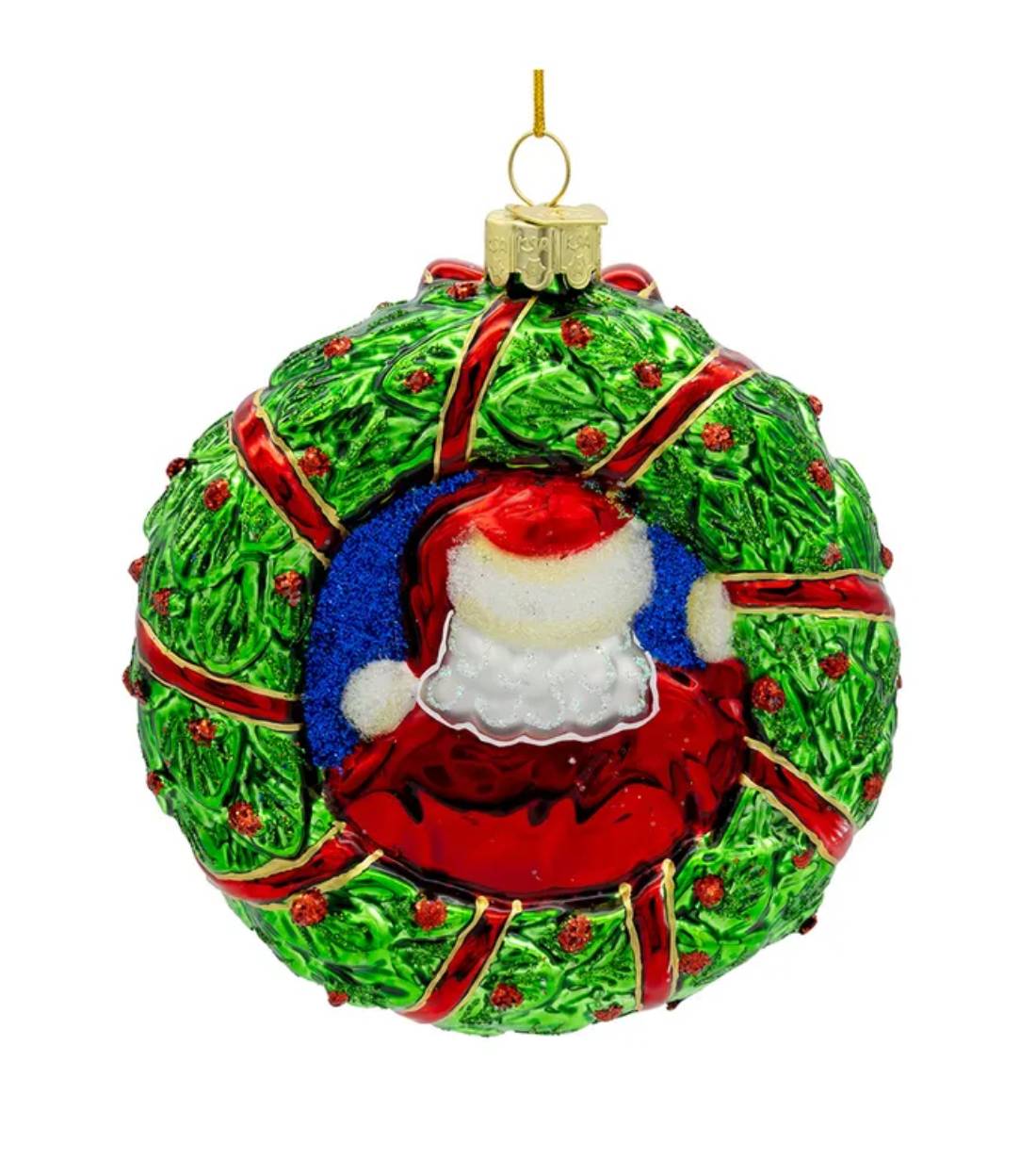 Addobbo Albero Di Natale In Vetro Ghirlanda Con Babbo Natale 11cm