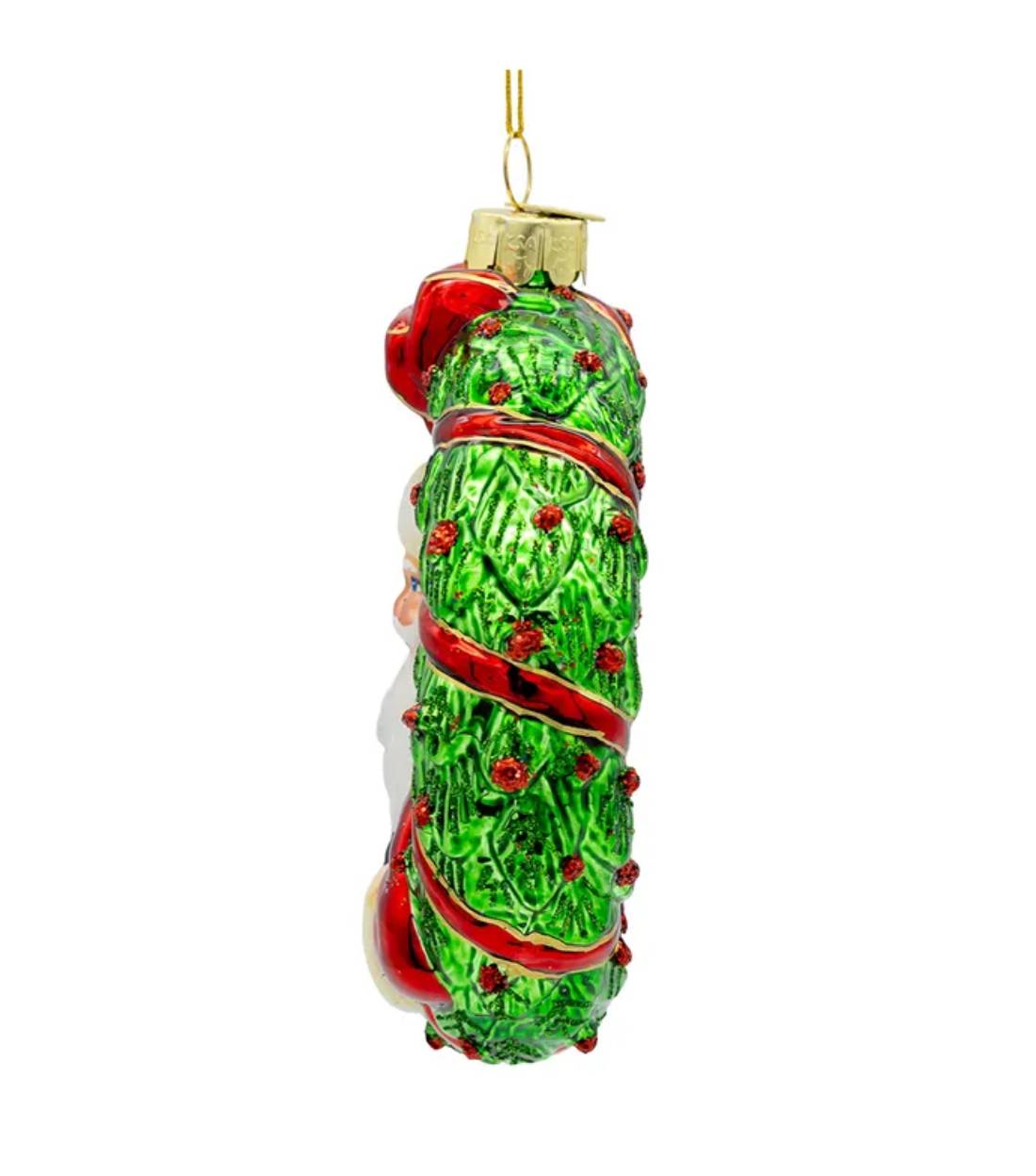 Addobbo Albero Di Natale In Vetro Ghirlanda Con Babbo Natale 11cm