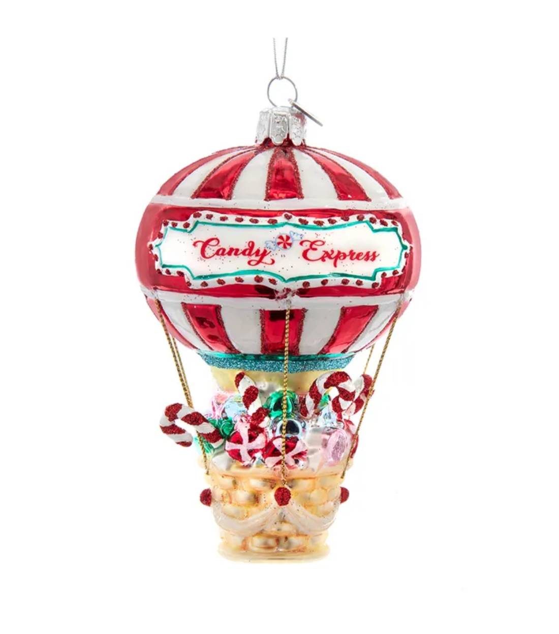 Addobbo Albero Di Natale In Vetro Mongolfiera Candy Express 12cm