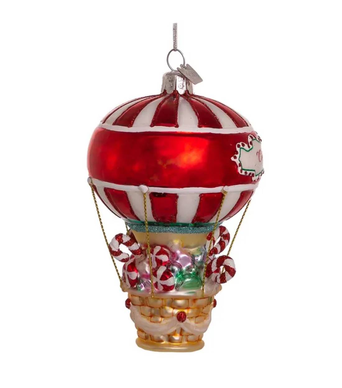 Addobbo Albero Di Natale In Vetro Mongolfiera Candy Express 12cm