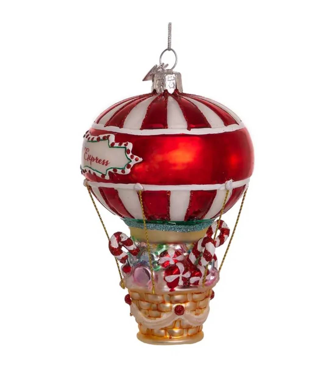Addobbo Albero Di Natale In Vetro Mongolfiera Candy Express 12cm