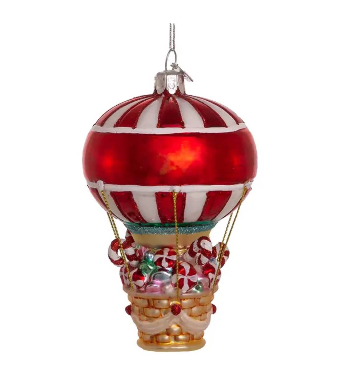 Addobbo Albero Di Natale In Vetro Mongolfiera Candy Express 12cm