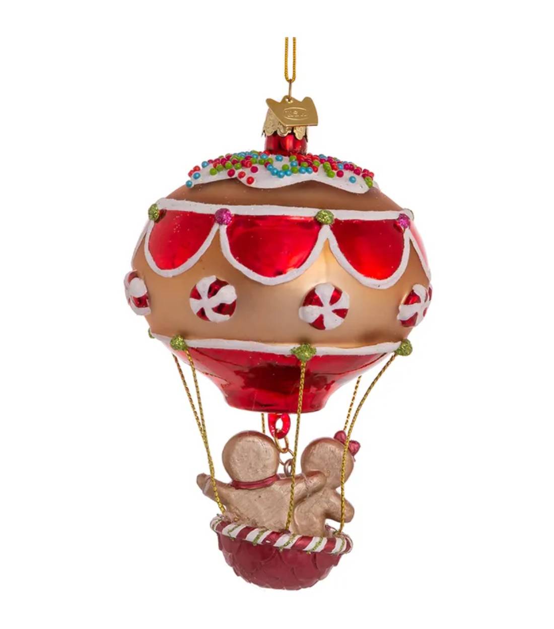 Addobbo Albero Di Natale In Vetro Mongolfiera Con Pan Di Zenzero 12cm