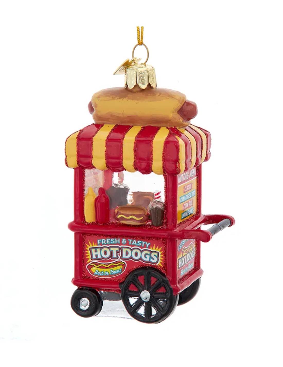 Addobbo Albero Di Natale Carretto Hot Dog 11cm