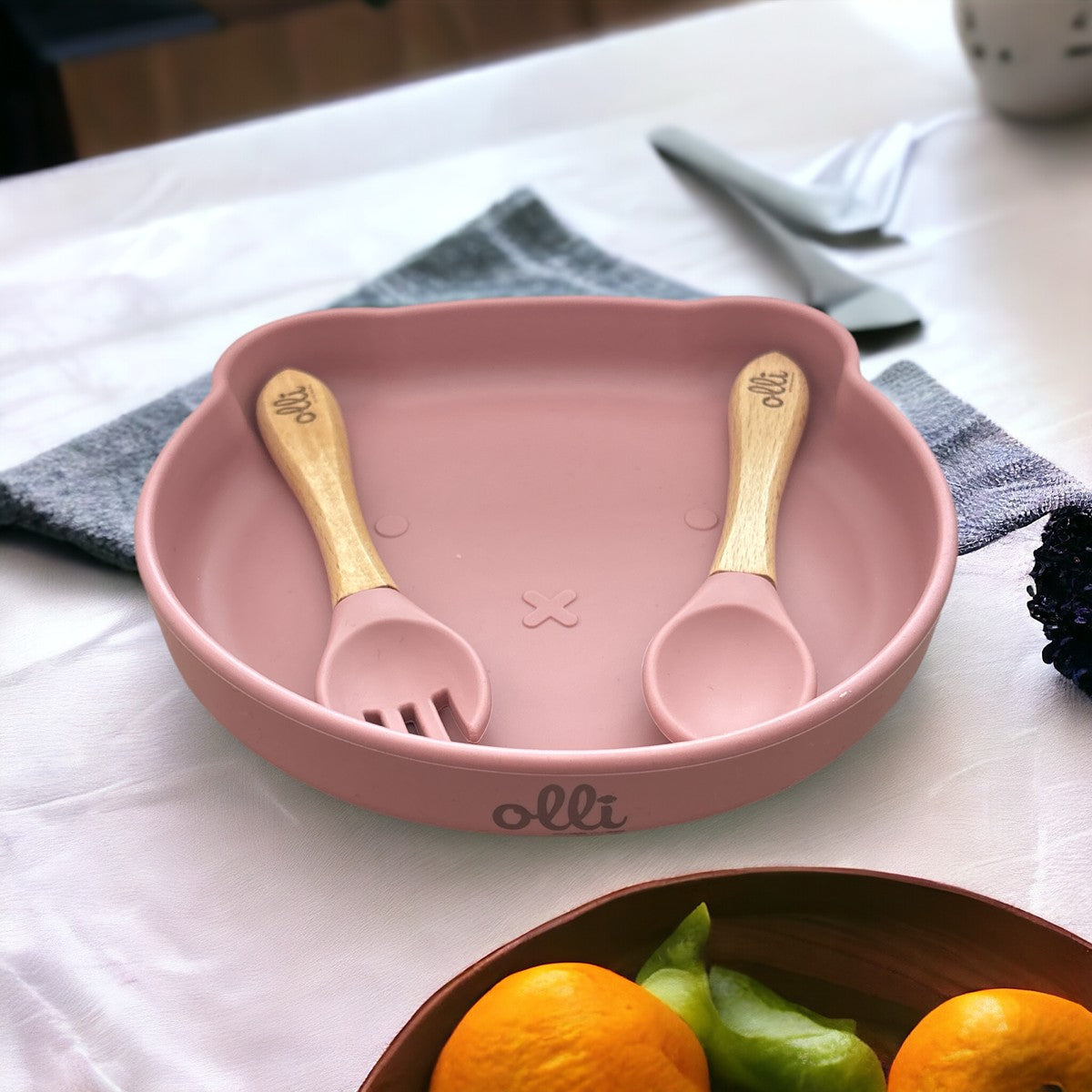 Set Pappa In Silicone Morbido Con Ventosa Orsetto Rosa
