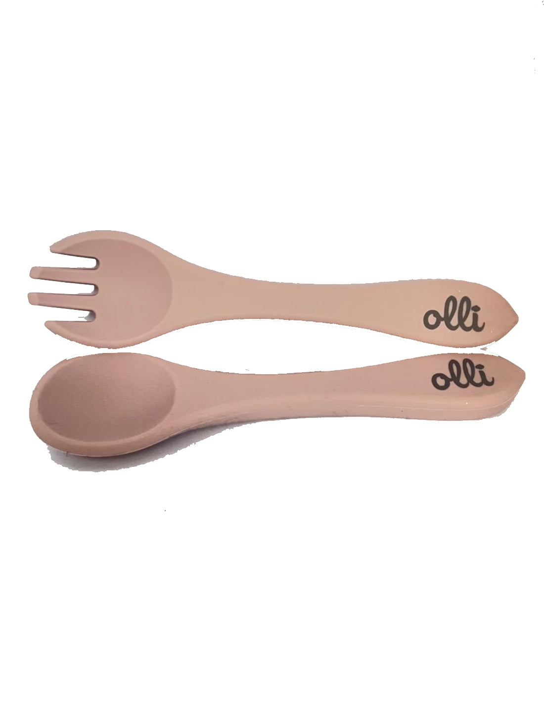 Posate In Silicone Rosa Chiaro Olli