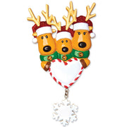 Addobbo Albero Di Natale 3 Renne In Famiglia Con Cuore Personalizzabile 10CM