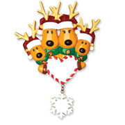 Addobbo Albero Di Natale 4 Renne In Famiglia Con Cuore Personalizzabile 10CM