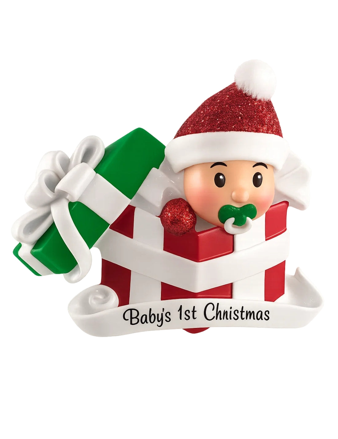 Addobbo Albero Di Natale Bambino In Scatola Regalo Rossa Personalizzabile