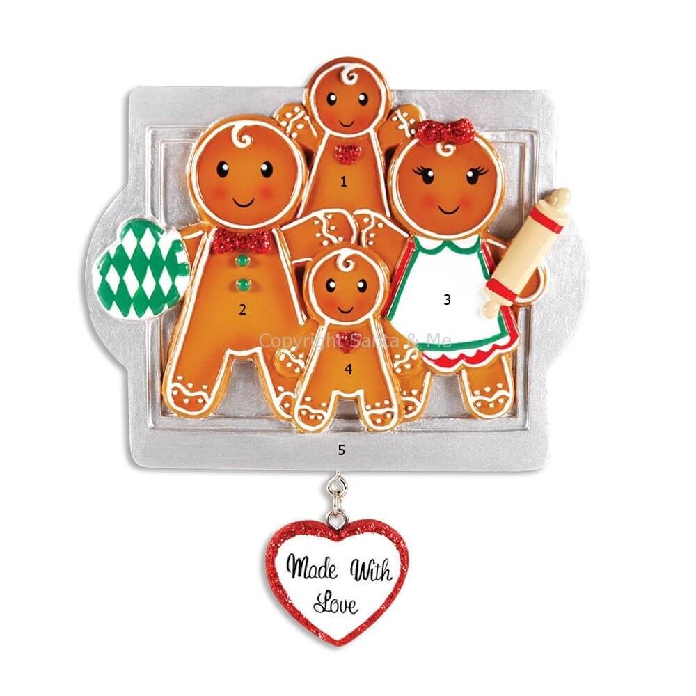 Addobbo Natale Famiglia 4 Biscotti Personalizzabile