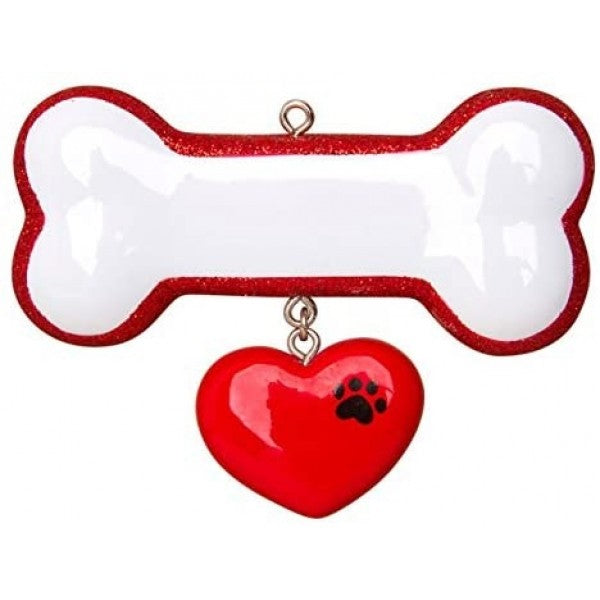 Addobbo Albero Natale Osso Cane Cuore E Glitter