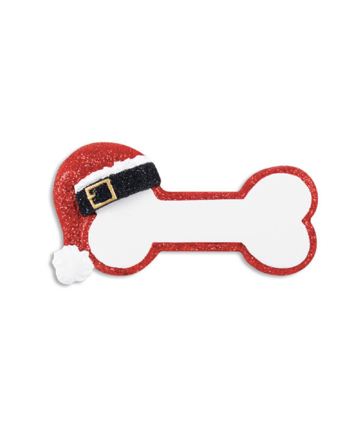 Addobbo Albero Di Natale Personalizzabile Osso Cane Con Cappello Babbo Natale