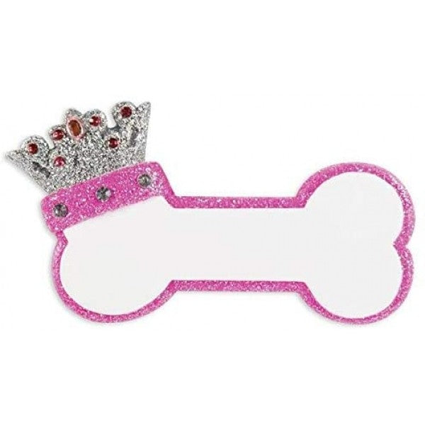 Addobbo Albero Natale Osso Cane Con Corona Personalizzabile
