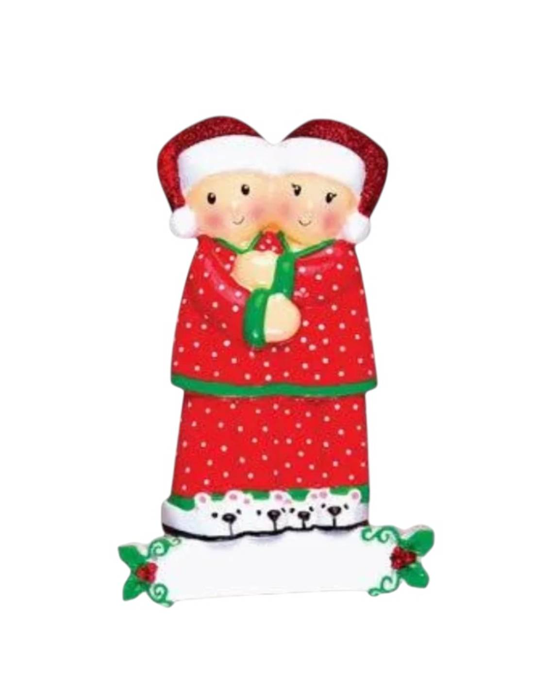 Addobbo Albero Di Natale Coppia In Pigiama Personalizzabile