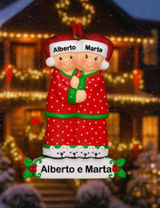 Addobbo Albero Di Natale Coppia In Pigiama Personalizzabile