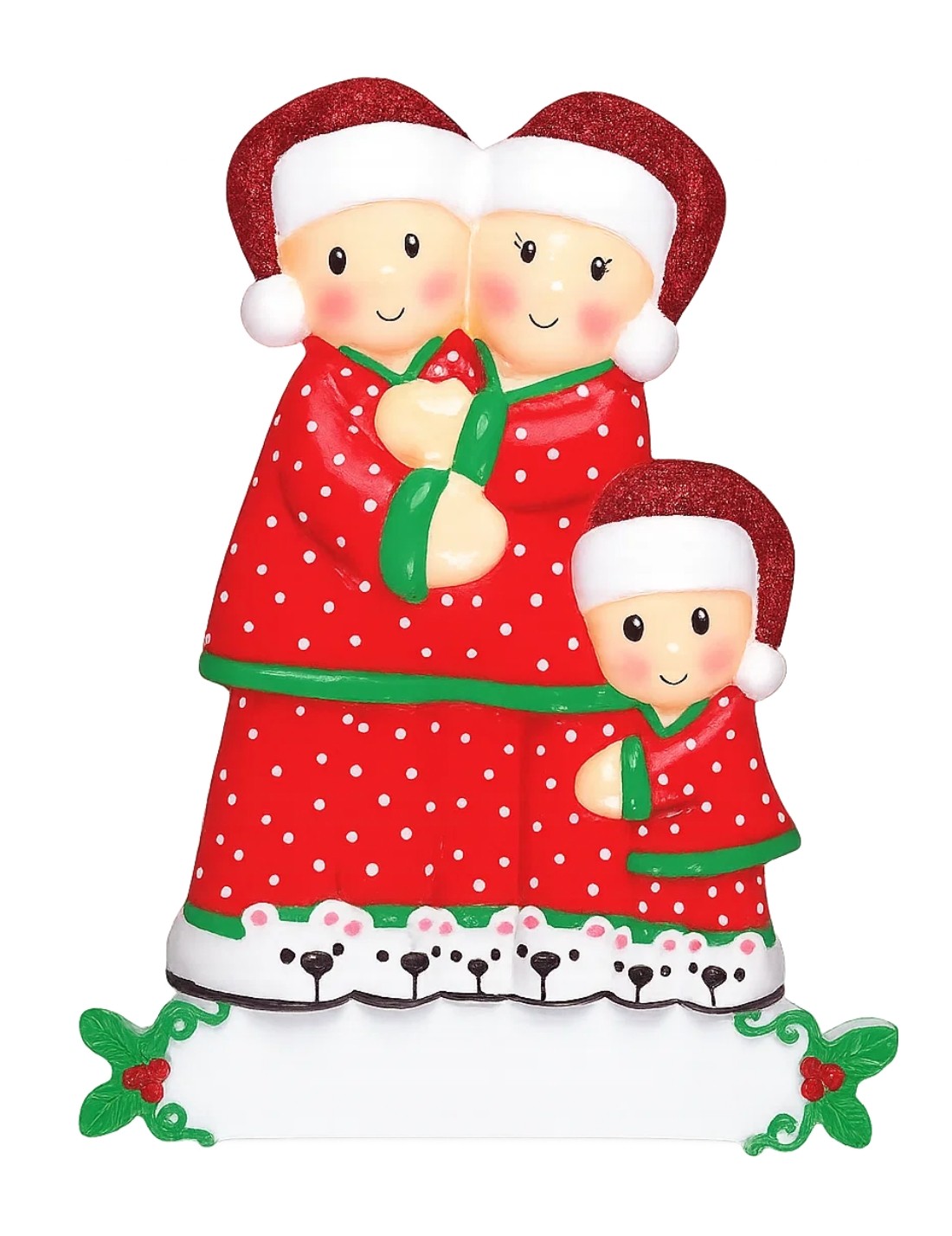 Addobbo Di Natale Coppia Con Figlio In Pigiama Personalizzabile