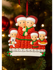 Addobbo Natale Coppia 3 Figli In Pigiama Personalizzabile