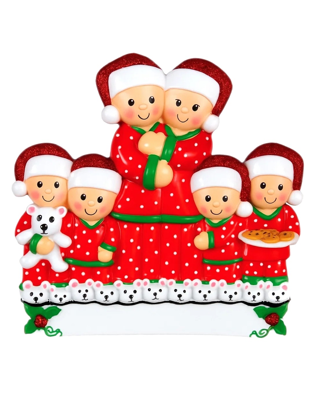Addobbo Albero Di Natale Coppia 3 Figli Con Cane Personalizzabile