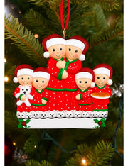 Addobbo Albero Di Natale Coppia 3 Figli Con Cane Personalizzabile