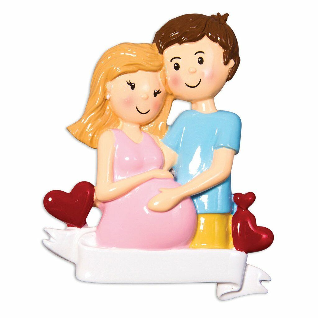 Addobbo Albero Di Natale Coppia In Dolce Attesa Donna Incinta Personalizzabile 10cm