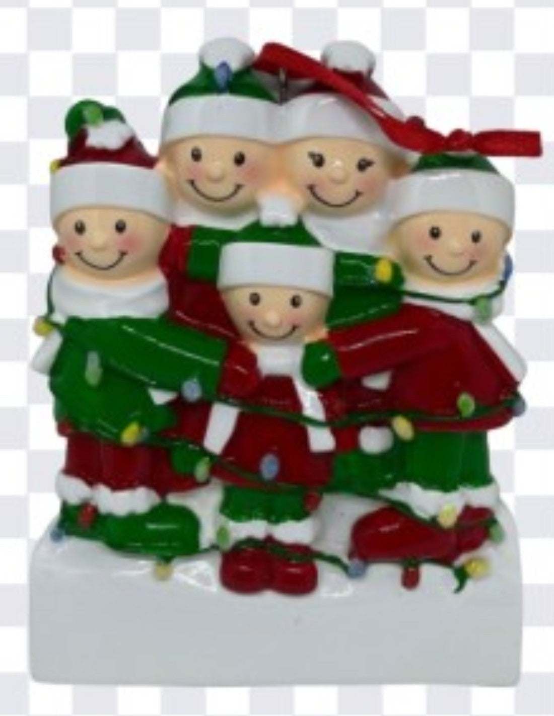 Addobbo Albero 5 in Famiglia Con Serie di Luci Personalizzabile 10cm