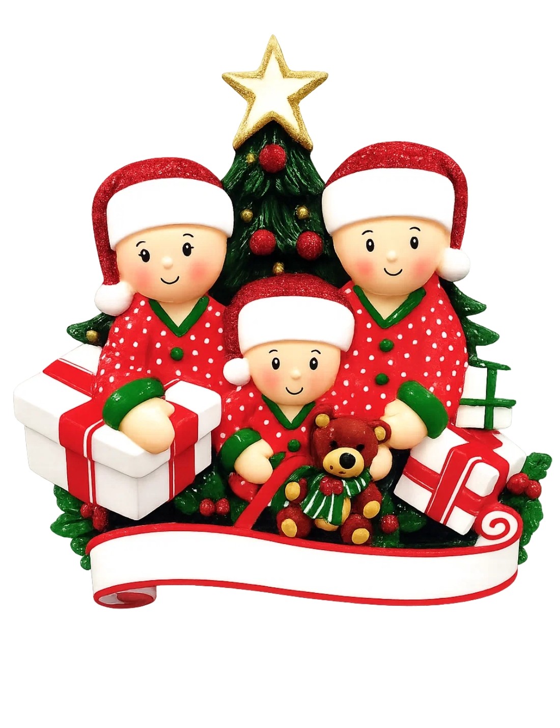 Addobbo Albero Di Natale Personalizzabile 3 In Famiglia Con Regali