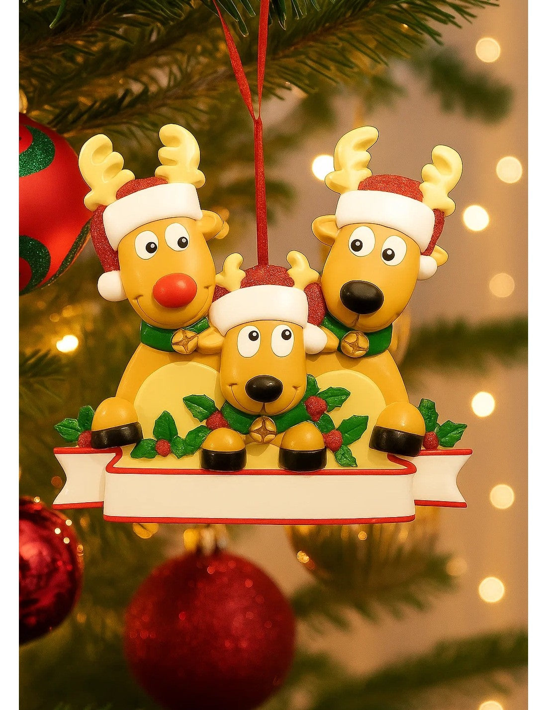 Addobbo Albero Di Natale 3 In Famiglia Di Renne Personalizzabile