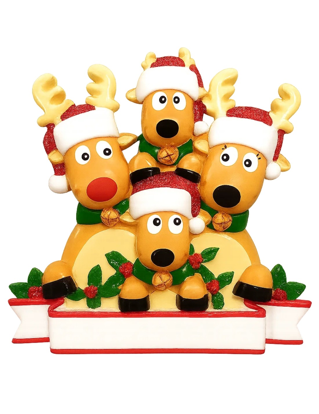 Addobbo Albero Di Natale 4 In Famiglia Di Renne Personalizzabile