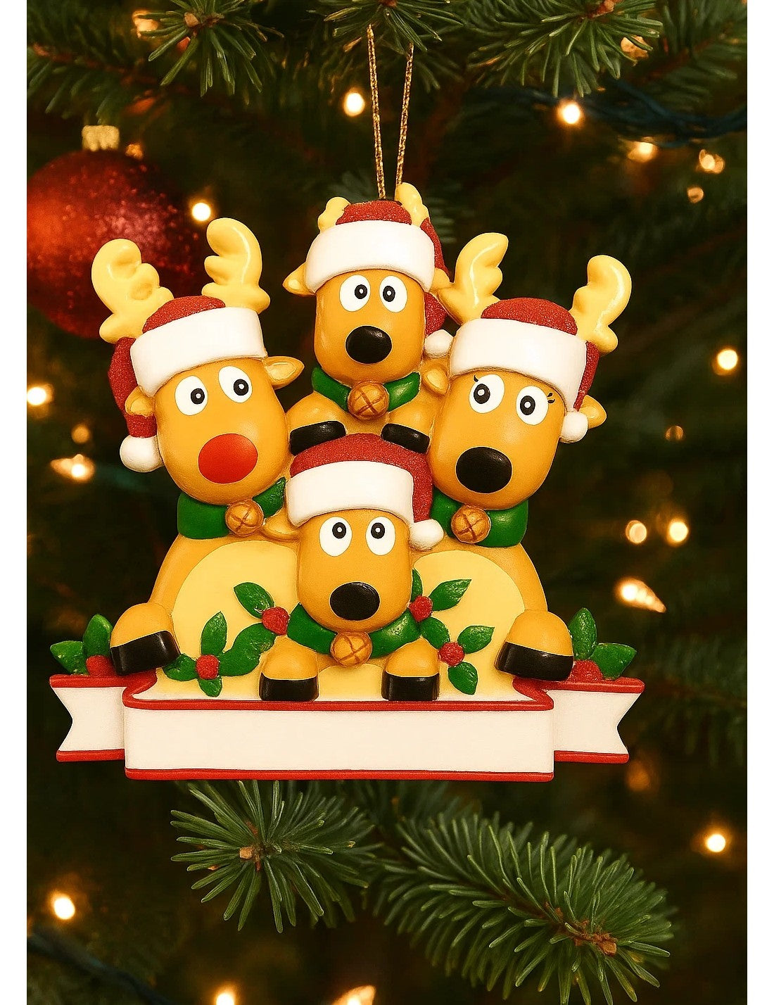 Addobbo Albero Di Natale 4 In Famiglia Di Renne Personalizzabile