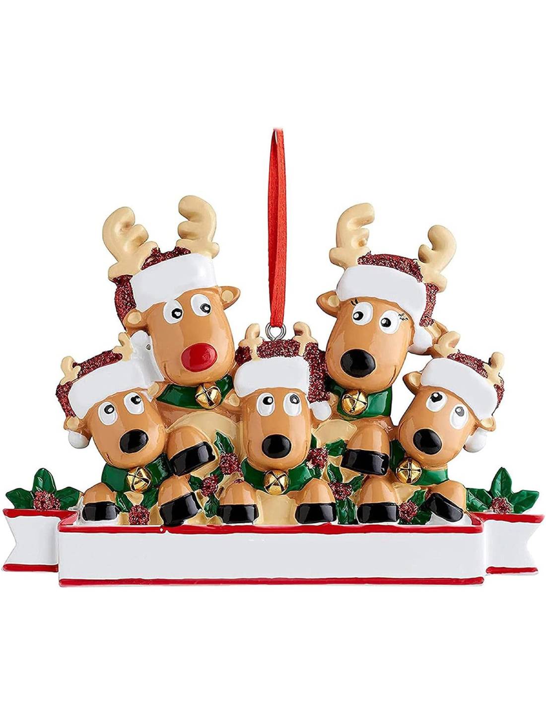 Addobbo Albero Di Natale 5 In Famiglia Di Renne Personalizzabile