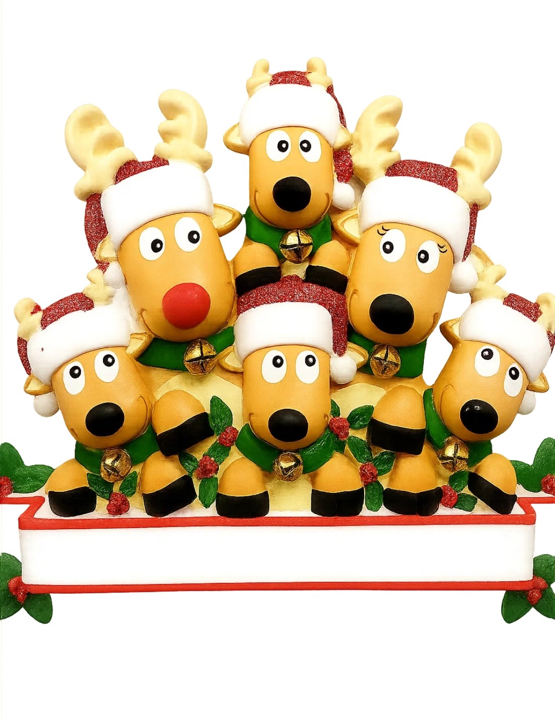 Addobbo Albero Di Natale 6 In Famiglia Di Renne Personalizzabile
