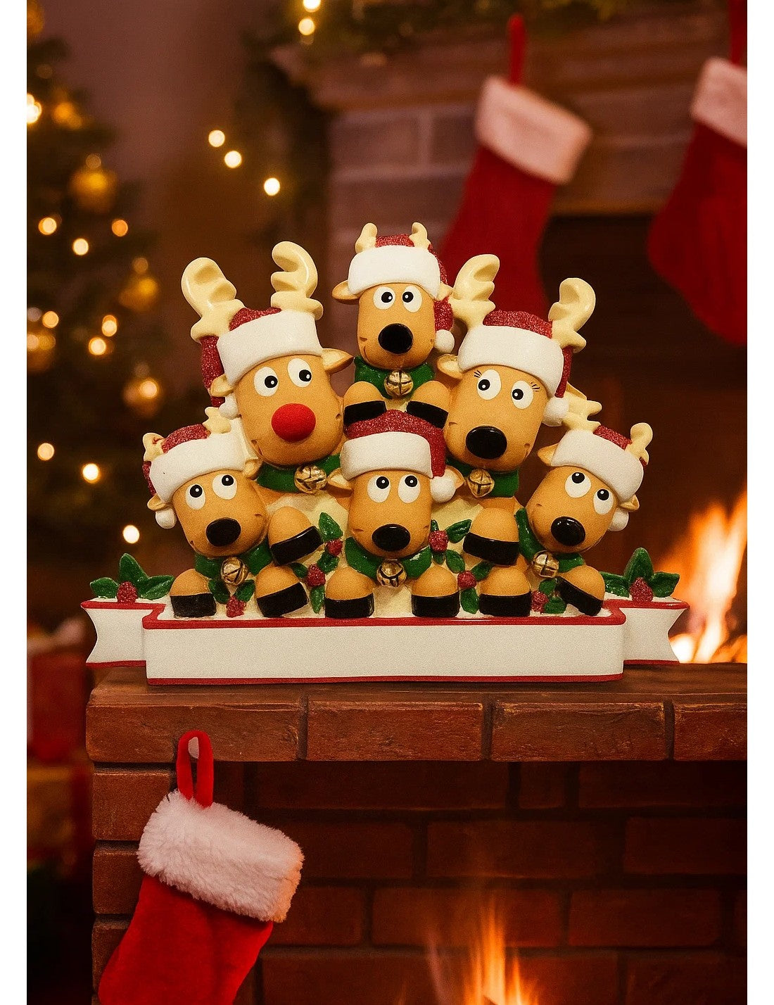 Addobbo Albero Di Natale 6 In Famiglia Di Renne Personalizzabile