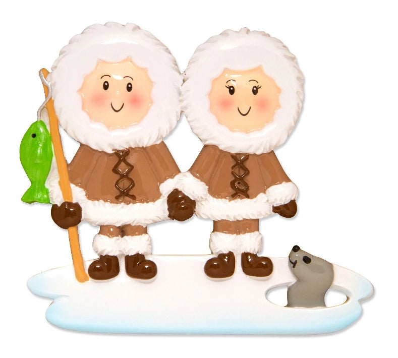 Addobbo Albero Di Natale Famiglia 2 Eschimesi Personalizzabile