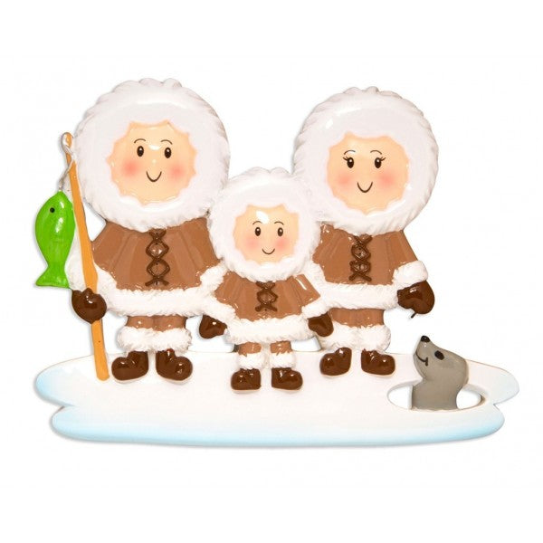 Addobbo Albero Di Natale Famiglia 3 Eschimesi Personalizzabile