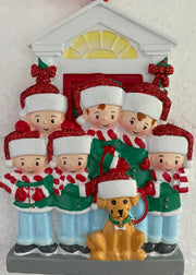 Addobbo Albero Natale Mamma Papà 4 Figli e Cane Personalizzabile