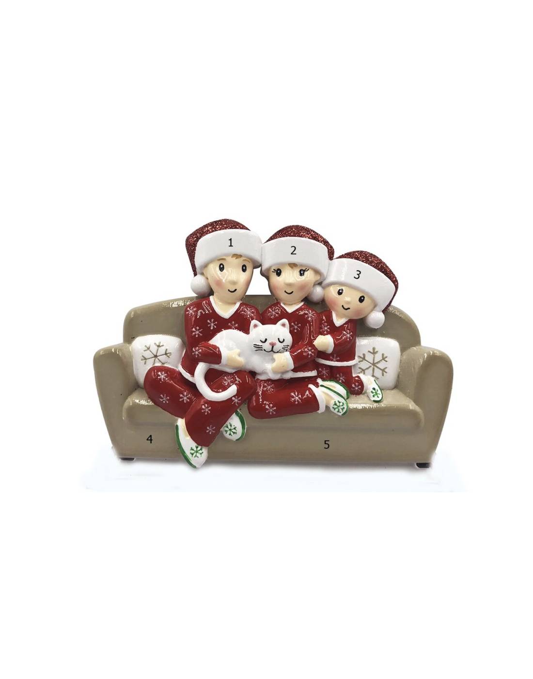 Addobbo Albero Di Natale Personalizzabile Famiglia Di 3 Persone Con Gatto