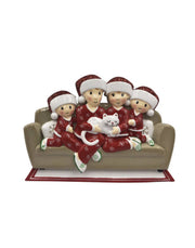 Addobbo Albero Di Natale Personalizzabile Famiglia Di 4 Persone Con Gatto